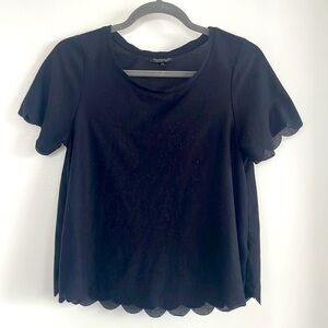 Topshop black scalloped top